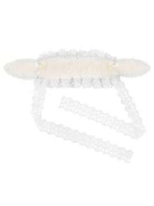 复活节兔子垂耳柔软毛绒小狗耳朵头带，带蕾丝蝴蝶结的多功能发饰，洛丽塔风格万圣节 - A - 查看 16