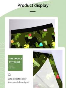 Calzoncillos boxeador largos deportivos para hombres con estampado de juegos, que absorben la humedad, con estampado, de secado rápido, calzoncillos casuales novedosos para hombres