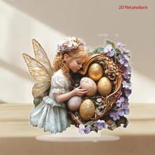 Adornos de huevos de Pascua 2D planos de acrílico, mariposas, hadas, huevos de Pascua, decoración de escritorio, adornos artesanales - vistoso - Ver 3