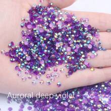 1000 颗全息极光透明平底圆形水钻彩色 AB 树脂闪亮美甲装饰 DIY 用品，3 毫米 - 彩色 - 查看 9