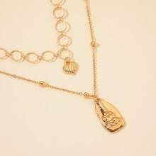 Double Layer Heart Pendant Necklace, Suitable For Daily Wear - Gold - View 5