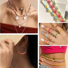 1000 件/7857 件粘土珠手链项链首饰套装，带字母吊坠，波西米亚镂空细节，奇幻主题，彩色糖果珠，适用于友谊手链和手工礼物，无需电力的手动组装套件 - 多色軟陶 - 查看 7