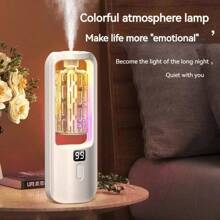 Ambientador colgante recargable con luz de colores, purificador de aire, humidificador y difusor de aceites esenciales para el hogar, el dormitorio, el baño y los viajes. Viene con 6 fragancias diferentes para elegir, un desodorizador silencioso y automático que purifica el humo y los olores del hogar.