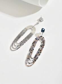 2pcs New Bohemian Rhinestone Tassel Earrings, Gold Claw Chain Glass Gem Inlaid Peach Dual Color Tassel, Luxury Jewelry For Women, Suitable For Party, Holiday, Wedding, Banquet, Prom Etc.