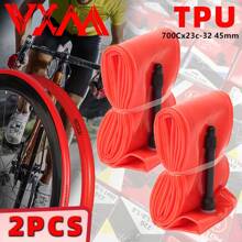 2 件 VXM 公路自行车 700c 轮胎内胎，超轻 TPU 轮胎内胎，带法式气门自行车零件 - 彩色 - 查看 9