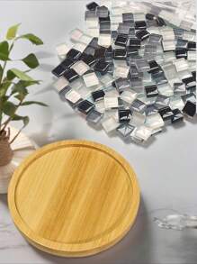 Handmade Mosaic Coaster Base Mold, Mosaic DIY Tools, Bamboo Coaster, Multi-Size & Shape Plant Pot Tray, Multi-Size Coasters + Multicolor Square Mosaic Set