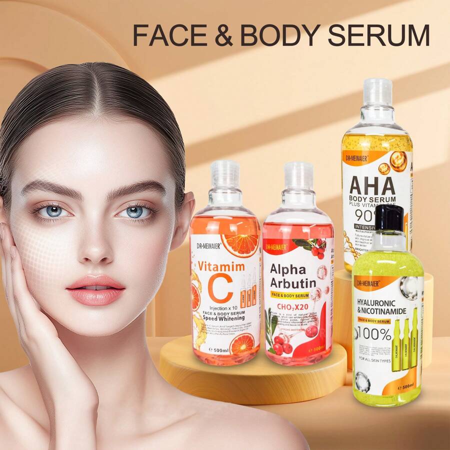 1瓶500毫升熊果系列精华液，身体精华，温和紧致，保湿滋润，修护提亮，改善肤质，淡化色斑，适用于身体肌肤 - 彩色 - 查看 1