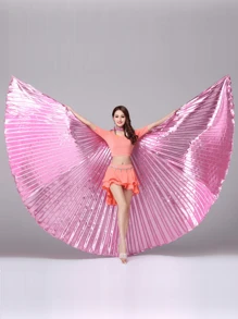 1 pieza Alas de danza del vientre de poliéster, en múltiples colores, accesorio de vestuario de danza para Pascua, Navidad, Halloween, danza del vientre oriental, alas de Isis, disfraz de hada, alas de mariposa, accesorios de actuación, alas doradas y plateadas