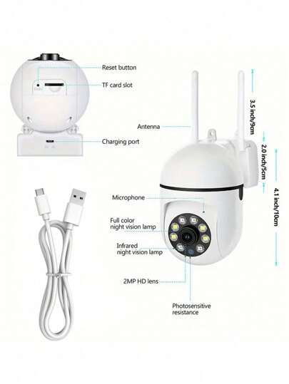 1/2/4 Packs 1080p HD Home Monitoring Camera All Weather Full Evening Vision, 360° Viewing Zoom, Two Way Talk, Pet Detection Motion Alerts Wireless Inside Outside view 11