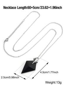 1 pieza Collar de piedra natural con triángulo CSJA para hombre y mujer, con dije de tridente, amatista, fluorita, obsidiana negra facetada, ojo de tigre y cristal de roca, joyería H576