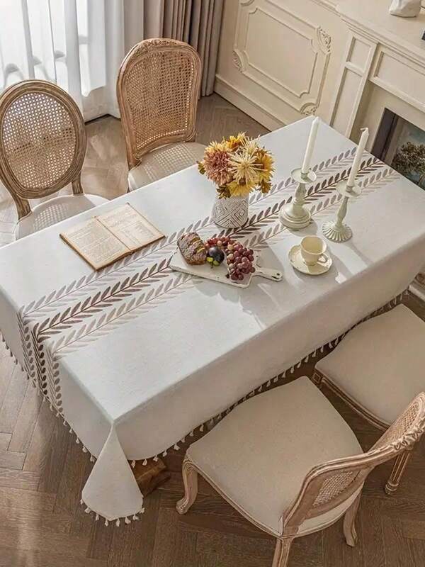 1 pieza Mantel de estilo granja americana con flores y plantas, mantel rectangular para mesa de café/gabinete de TV, cubierta de mesa de cocina/comedor, manta de picnic al aire libre, decoración de mesa para fiestas en el hogar