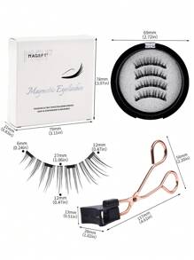MAGEFY Bộ 1 cặp mi từ tính - Mi giả tự nhiên có thể tái sử dụng kèm dụng cụ gắn mi, mi giả chồn 8-12mm dùng hàng ngày, không thấm nước, mi truyện tranh không cần keo, kiểu đuôi nhọn kiểu truyện tranh, đuôi mắt dài giúp cả hai mắt to hơn, mi giả mềm mại dùng hàng ngày, mi manga, vật dụng thiết yếu khi đi du lịch, mi giả, lông mi giả, lông mi giả - Lông mi  mắt mèo - Xem 3