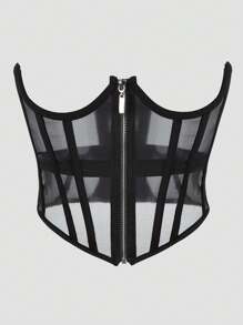 Robe de soirée pour femme avec une ceinture corset à fermeture éclair métallique courte pour cincher la taille et aplatir le ventre, dans un style de cour.
