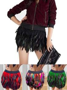 Women's Artificial Feather Mini Skirt, Polyester Feather Skirt For Family Party, Gothic Rave, Prom, Cocktail, Evening Dress, Lovely Short Skirt, Suitable For Spring, Summer, Autumn, Winter - Multicolor - View 4
