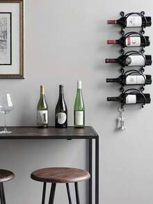 1pc Wall-Mounted Storage Racks, Wine Rack, Multi-Functional Iron Art Towel Rack