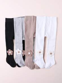 4 件装女童紧身裤连裤袜，适合日常穿着，适合所有季节的常规款式 - 彩色 - 查看 16