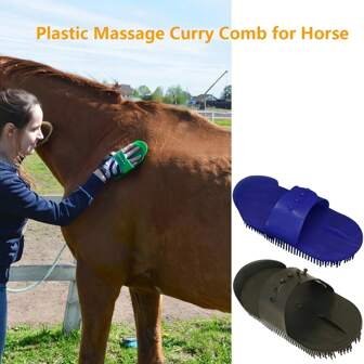 1 Pc Plastic Horse Curry Comb - Sarvis Curry Design, With Round Teeth For Gentle Grooming And Effective Deshedding, Made Of PP Material, Suitable For Stable And Home Use