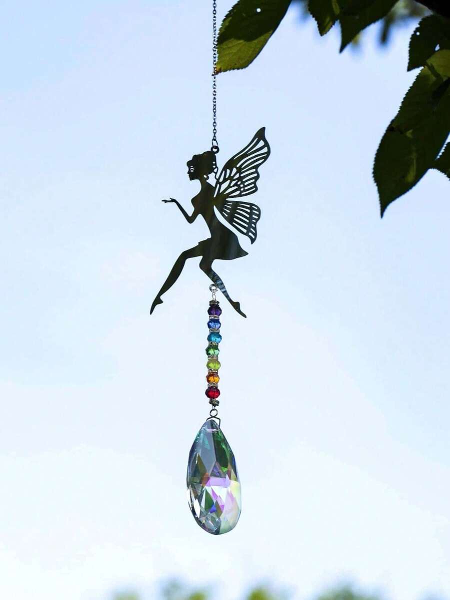 1 件水晶吊坠风铃，花园捕光器装饰，为阳台花园增添生动梦幻的氛围，母亲节礼物婚礼派对装饰，节日装饰 - 彩色 - 查看 1