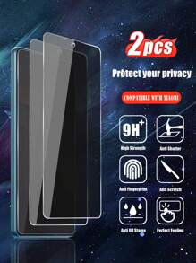 2 件钢化玻璃隐私屏幕保护膜，防窥视、防刮、防碎、防指纹、防油脂、全覆盖显示屏保护，兼容小米