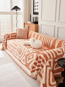 1pc Multifunctional Bohemian Style Sofa Cover - Anti-Scratch And Non-Slip, Ideal For Home Decor And Daily Use, Comfortable Furniture Protector Suitable For Living Room And Bedroom - Orange - View 7