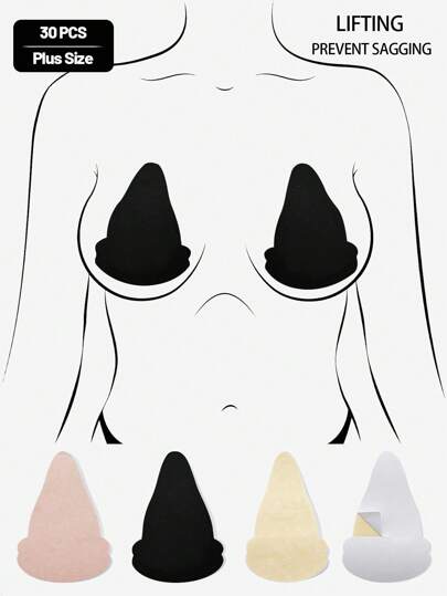 10pcs/20pcs/30pcs Plus Size Disposable Non-Woven Fabrics, Big Breasts To Prevent Sagging Breast Stickers, Ultra- Breathable Gourd-Shaped Anti-Bump Traceless Invisible Nipple Stickers