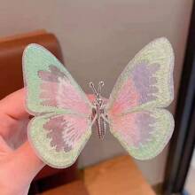 1pc Motion Sensor Metal Butterfly Hair Clip For Girls, 3D Embroidery Princess Style Hair Accessory