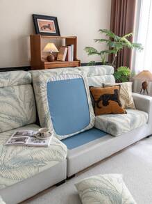 1 件波西米亚风格时尚叶子图案沙发套，弹力通用沙发座垫套，简约现代防滑沙发套，适合 L 形沙发和 1/2/3/4 座沙发，适合所有季节。 - 藍色 - 查看 8