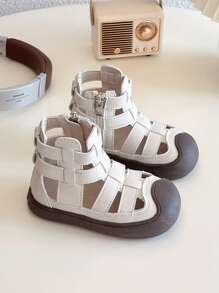 1 双儿童镂空透气防滑休闲凉鞋，时尚百搭，适合男孩和女孩 - 米色 - 查看 14