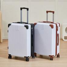 Men's Suitcase Luggage Trolley Case, Password Lock, Large Capacity 24-Inch Travel Essentials - Black and White - View 3