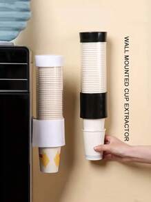 1 cái Giá nâng cốc tự động bằng Polypropylene (PP), Giá để cốc giấy dùng một lần, Giá để cốc nước không cần đục lỗ, Giá để cốc gắn tường - Nhiều màu - Xem 1