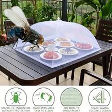 1pc Multifunctional Foldable Mesh Food Cover - White, Easy To Disassemble And Clean - Suitable For Outdoor Camping And Restaurant Use, Keeps Insects Away From The Dining Table - White - View 1
