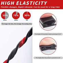 6M Roll 10*6mm TPE Windproof & Soundproof Self-Adhesive Door Seal Strip, Arched Luxury Solid Color Door Frame Seal, Trimmable & Easily Adhesive