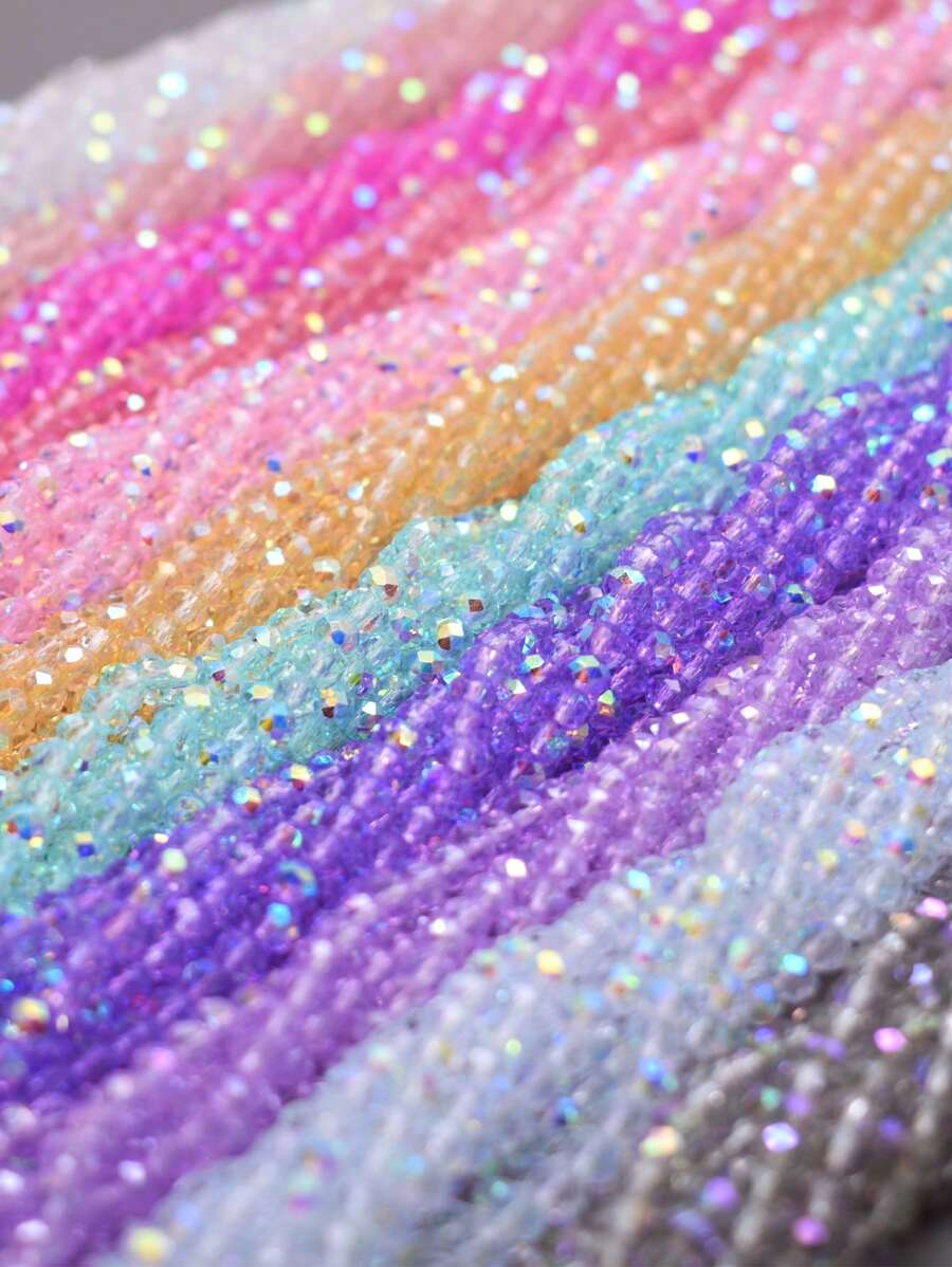New 4mm 10-Strand Random Bright Color AB Coated Round Glass Beads - Transparent New Color Half Ab - View 1