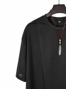 Camiseta negra de manga corta sencilla para hombre, versátil, de nueva temporada de verano - Negro - Ver 3