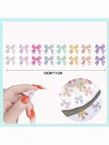 100 Stück/50 Stück/20 Stück/10 Stück bunte Schleifen-Nagelstifte mit Kristallen, 3D Schleifen-Nageldekoration Set in bunten Farben für Nagelsteine Design, DIY Dekoration, Juwelensteine, Nagelkunst, Nagelbedarf