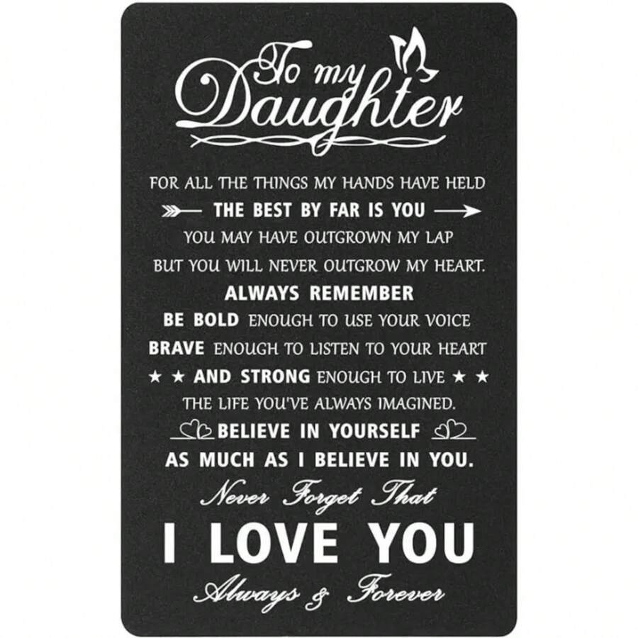 1pc Engraved Metal Wallet Cards, I Love You Postcards To Express Love, Wallet Cards And Gifts For Daughters By Mom