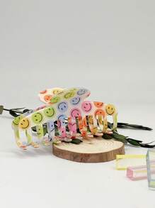 1pc Acrylic Smiling Face Cute Hair Claw Clip, Versatile For Commute, Spring/Summer/Autumn/Winter, Large Size 9.5cm,Hair Accessories,Claw Clips,Hair Jaw Clip,Hair Clutch