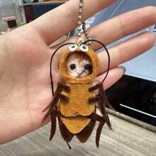 1pc Creative Doll Keychain Funny Cockroach Doll Decor Keyring Bag Charm