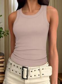 KAHULE Womens Summer Tank Tops Crewneck Sleeveless Shirts Tanks Slim Fitted Casual Basic Tee Shirt