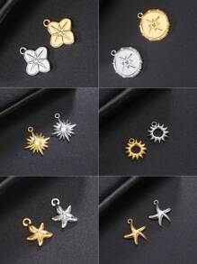 1 peça de aço inoxidável bonito mini sol e estrela do mar pingente, faça você mesmo jóias fazendo acessório para pulseira, colar, brincos