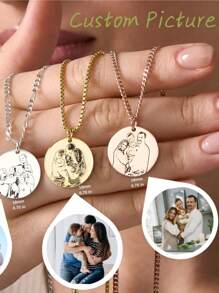 Stainless Steel 18mm Coin Personalized Gift For Mom Family Portrait Necklace Custom Photo Engraved Family Picture Necklace Custom Disc Silhouette Necklace,Silver,Gold,White,Stylish,Colorful,Vintage,Simple,Unisex,Casual,Cuties,Custom,Personalized,Unique,Ideal Gifts For Him,Ideal Gifts For Her,Her,Boyfriend,Girlfriend,Dad,Mom,Family,Friends,For Anniversaries,For Birthdays,For Graduation,For Prom,For Party,Gold Jewelry