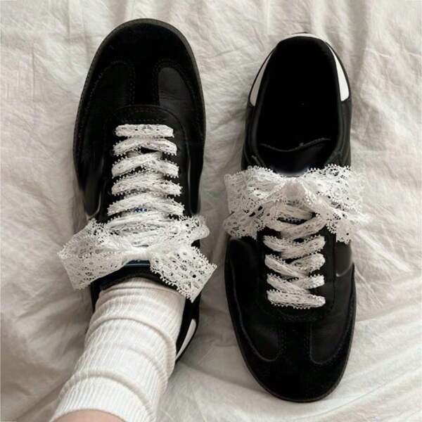 INS Style Korean Small Brand Lace Bow Shoelaces, 120cm For Casual Sports Sneakers Accessory