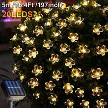 1pc 20/50/100leds Flowers Solar String Lights Outdoor Waterproof LED Solar Light 5M/7M/12M Cherry Flower Lights Twinkle 8 Modes Christmas Garden Party Camping ,Trees, Walls, Fences Decoration(Multicolor/WHITE/Warm White)