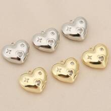 1 Piece/3 Pieces DIY Heart Inlaid Shiny Zirconia Single Pendant Jewelry Accessories For Romantic Love