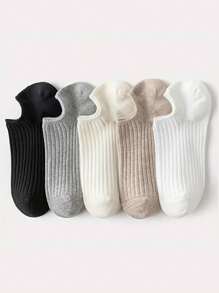 1/5 Pairs Women Striped Ankle Socks, Thin Breathable Solid Color Boat Socks, Minimalist Design Suitable For Daily Wear, Spring/Summer - Multicolor - View 6