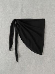 1pc 50*180cm Casual Polyester European & American Solid Color Chiffon Beach Cover-Up, Quick Dry Swimwear Shawl For Sea/Bikini Women