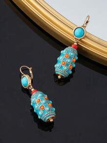 1 Pair Women's Style Earrings, Copper Alloy Vintage Gold Plated, Suitable For Daily Wear, Retro European & American Style - Multicolor - View 2