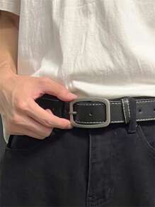 1 条男士黑色皮带带扣，适合牛仔裤、年轻人、学生、休闲、商务、日常穿着 - 彩色 - 查看 1