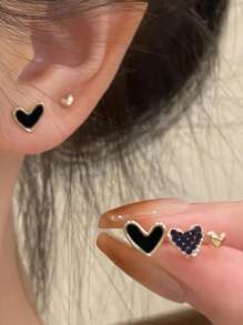3 pares de pendientes con diseño de corazón de moda para niñas, conjunto de joyas sencillas como regalo