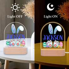 Personalized Easter Bunny Night Light - Custom Name LED Acrylic Rabbit Eggs Night Lamp, Perfect Gift For Easter, Unique Room Decor, Fun And Adorable Nightlight Gifts Birthday Graduation